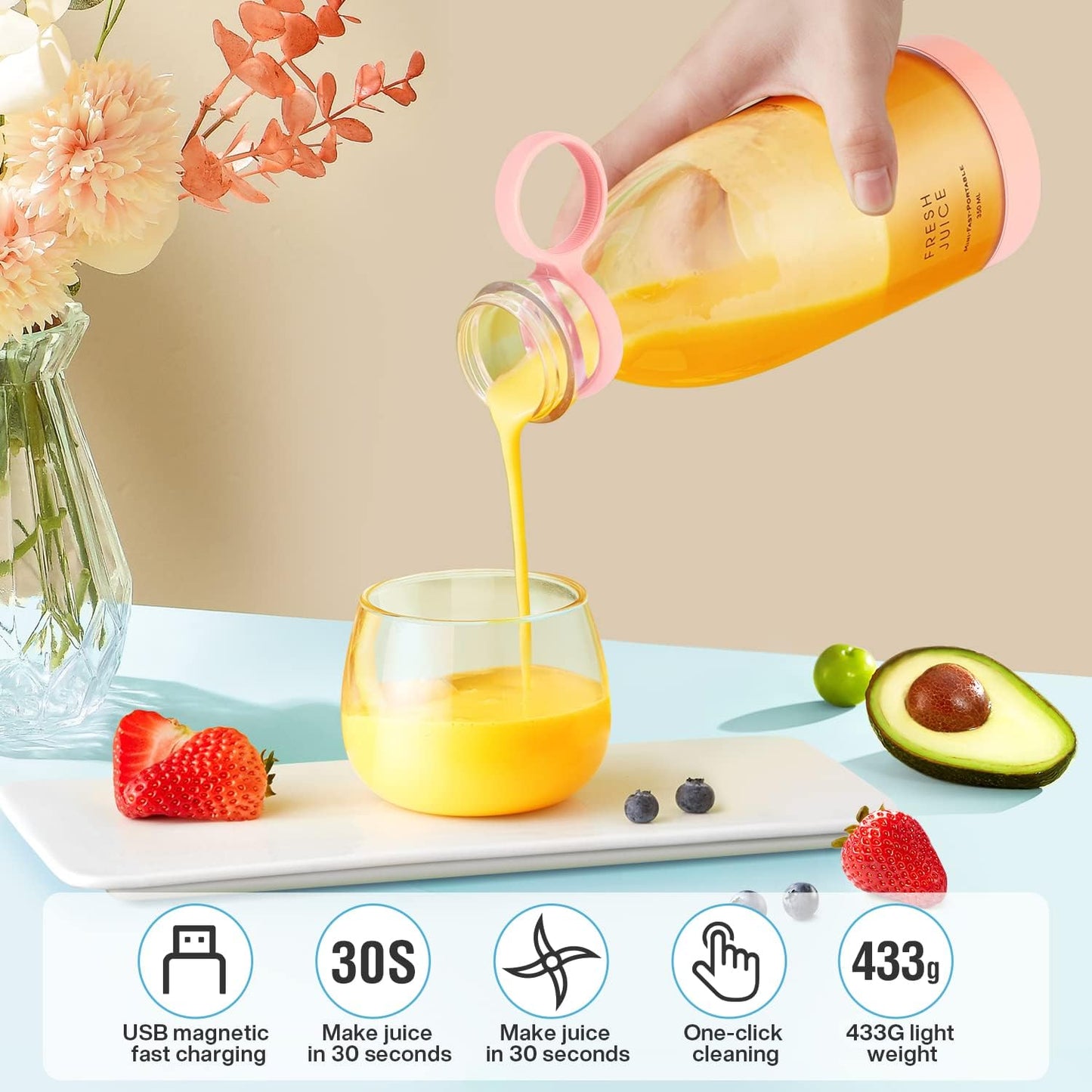 Fresh Juice Portable Wireless Electric Blender