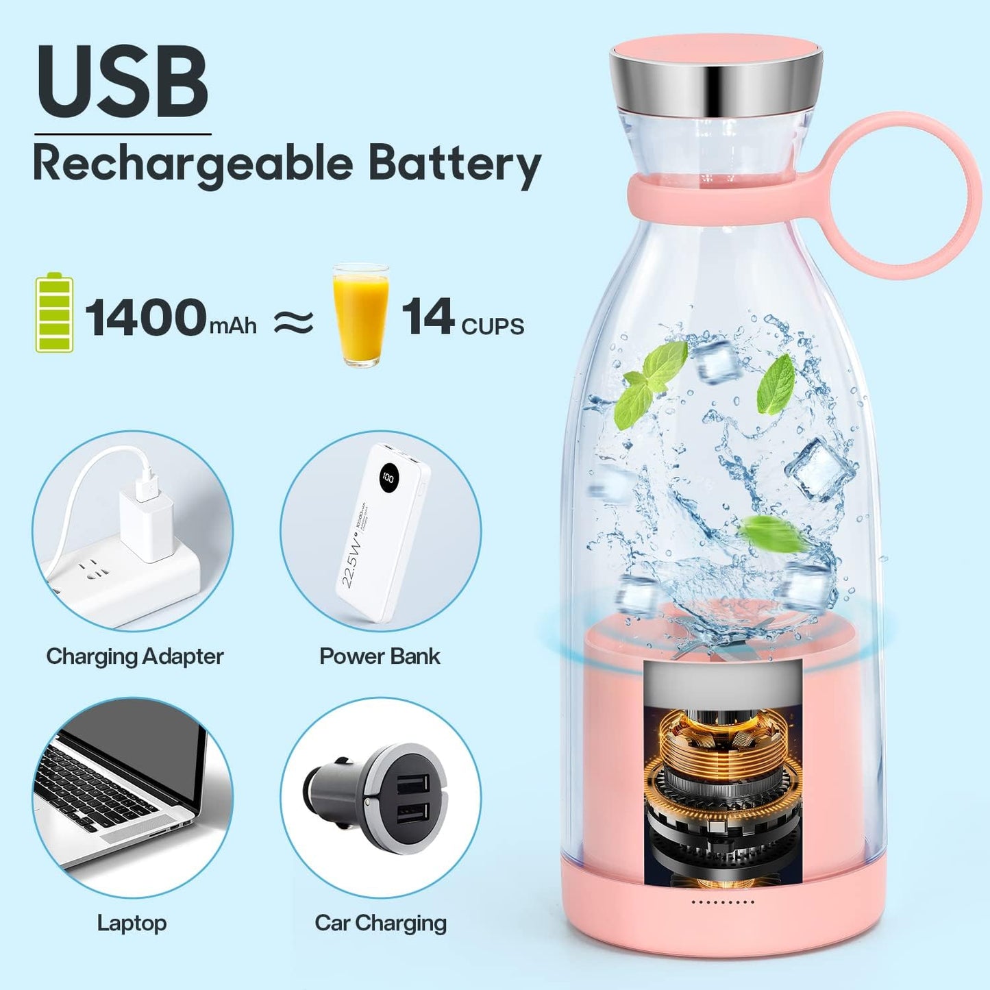 Fresh Juice Portable Wireless Electric Blender
