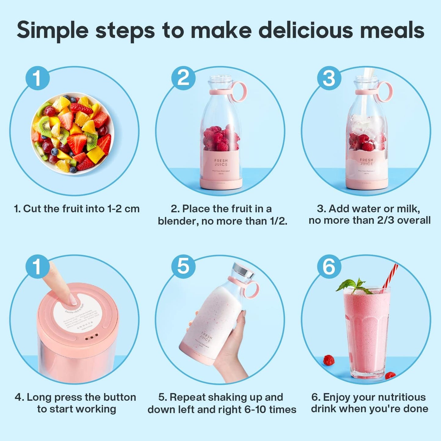 Fresh Juice Portable Wireless Electric Blender